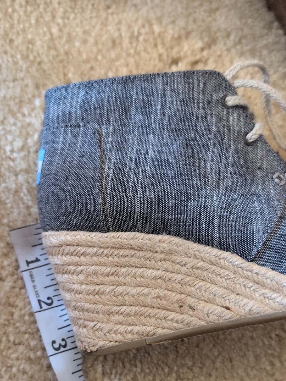 Toms Gray Lace-Up Wedge Oxfords Toms Desert Wedge Black Chambray Women - Picture 10 of 10